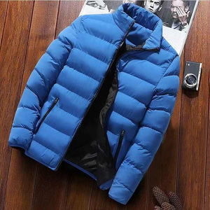 Blouson d'hiver matelassé noir personnalisé pour homme, coupe-vent épais avec fermeture éclair, col montant et design à patchs - Product Image 6