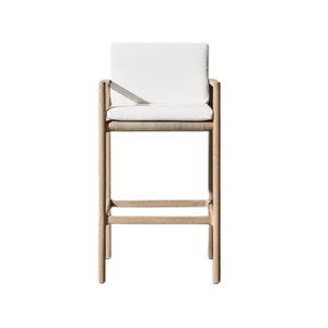 Silla de Bar para Exteriores, Madera de Teca Sólida, Respaldo de Cuerda Tejida a Mano, Asiento Acolchado, Diseño Contemporáneo, Muebles Premium para Restaurantes, Cafés y Bares - Product Image 5