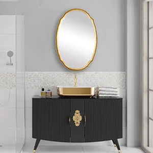 Miroir mural ovale plaqué or, décoration artistique glamour, miroir d'appoint pour entrée, pièce unique - Product Image 4