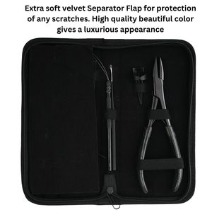 Kit professionnel d'outils pour extensions capillaires en acier inoxydable : Pince à sertir plate, ensemble de crochets et boucles, pinces de sectionnement bec de canard, séparateur de mèches - Product Image 5