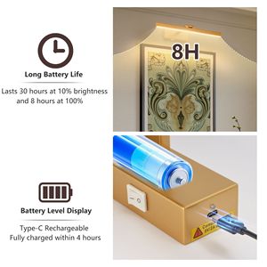 Applique murale LED moderne dorée de 16 pouces pour salle de bain, à intensité variable, avec fonction éclairage au-dessus du miroir - Product Image 6