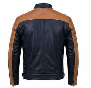 เสื้อแจ็คเก็ตหนังผู้ชายสไตล์นักขี่มอเตอร์ไซค์ คอตั้ง ปิดด้วยซิป - Product Image 4