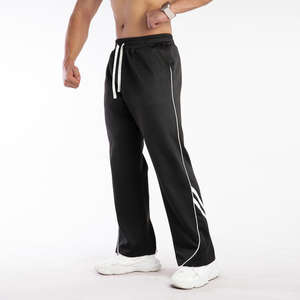 Pantalon de jogging décontracté pour homme, coupe décontractée, jambe droite, style streetwear américain, en molleton épais rayé, avec cordon de serrage, grandes tailles - Product Image 4