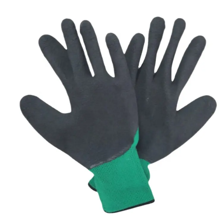 Sarung tangan kerja keselamatan nilon/spandeks liner 15G, sarung tangan kerja lapisan pasir lateks 3/4