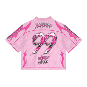 Camiseta de Fútbol Retro Rosa Personalizada, Estilo Deportivo Urbano, con Estampado por Sublimación, Logotipo y Patrón, Corte Holgado y Recortado, Malla Transpirable - Product Image 2