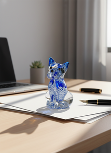 Figurine de chat en verre artisanal, décoration en cristal, presse-papiers, objet décoratif pour la maison, le bureau ou le tableau de bord de voiture, cadeau - Product Image 4