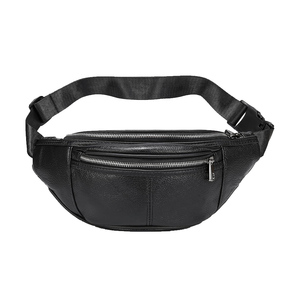 Riñonera Moderna Ligera de Cuero Genuino, Bolso Cruzado con Múltiples Bolsillos, Decoración Geométrica Multicolor, Unisex - Product Image 3