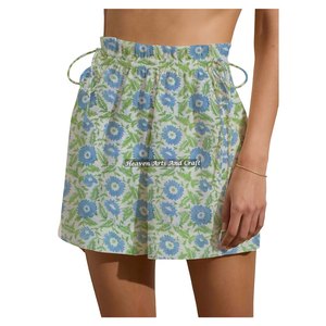 Pantalones Cortos de Algodón Hechos a Mano con Estampado Indio y Cordón Ajustable para Fin de Semana - Product Image 4