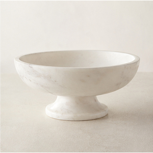 Bol sur piédestal en marbre blanc naturel de luxe, bol à fruits sur pied, bol décoratif moderne en pierre pour comptoir de cuisine - Product Image 5