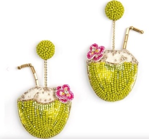 Pendientes de Perlas de Coco Hechos a Mano al por Mayor, Pendientes Colgantes con Diseño de Cóctel Tropical de Coco para Mujer y Niña, Ideales para el Verano y la Playa - Product Image 1