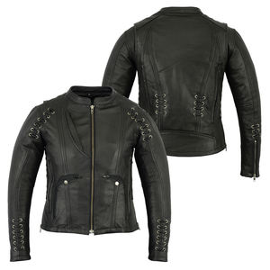 Chaqueta de Cuero Genuino de Alta Calidad para Mujer, Cuello Alto, Tejida, Manga Larga, Otoño Invierno, Nuevo Diseño de Moda, Gran Venta - Product Image 5