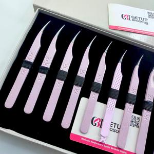แหนบต่อขนตาปลายไฟเบอร์ สีชมพูพิมพ์ลายผีเสื้อ เคลือบสีฝุ่น ทนทาน ทำจากสแตนเลส สั่งทำได้ - Product Image 6
