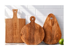 Planche à découper ronde en bois naturel pour fromage et pizza, plateau de service, planche à découper, planche à charcuterie, spatule en bois avec poignée, ustensiles de cuisine - Product Image 2