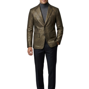 Blazer homme slim fit à imprimé animal embossé, col rabattu, veste en PU à simple boutonnage - Product Image 1