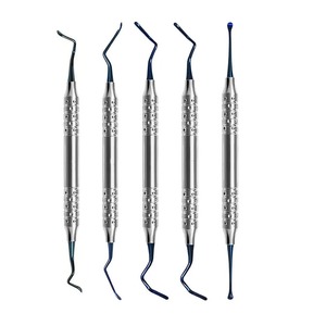 Instrumentos para Relleno de Puente Óseo, Juego de Curetas de Túnel Recubiertas de Titanio para Implantología Vista, 5 Piezas, Raspadores Manuales de Acero Inoxidable, CE - Product Image 5