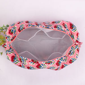 Pochette de maquillage personnalisée, écologique, matelassée, mignonne, en coton, à fleurs, pour femmes, pour les voyages - Product Image 5