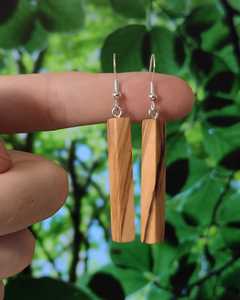 Boucles d'oreilles pendantes en bois, style bohème, forme rectangulaire, grain naturel, bijoux unisexes, mode soirée - Product Image 6