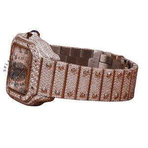 Reloj de Lujo para Hombre, Oro Rosa con Diamantes, Movimiento Analógico de Cuarzo ETA, Caja con Moissanita, Correa Plateada de 28mm, Esfera de Cristal de Zafiro, Resistente al Agua 10m - Product Image 3