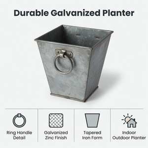 Maceta Cónica de Hierro Galvanizado con Asa en Forma de Anillo, Maceta de Metal Biodegradable para Jardín o Patio, Diseño Colgante Escalonado - Product Image 3