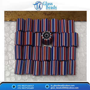 Perles Chevron en Verre Artisanales en Gros, Perles Commerciales Rayées Multi-Couches pour la Fabrication de Bijoux - Product Image 3