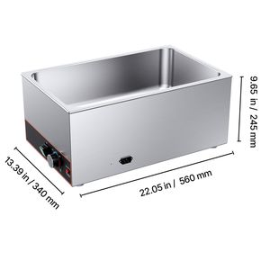Scaldavivande Elettrico Commerciale 1500W in Acciaio Inox, Riscaldamento Rapido, da Banco, per Buffet, Bain Marie con Controllo Manuale della Temperatura - Product Image 4
