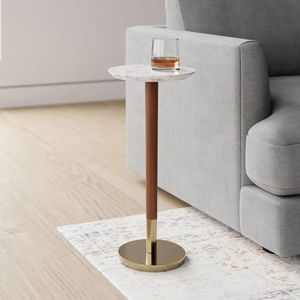 <b>Marble</b> Top Combination Coffee/<b>Side</b> <b>Table</b> Foldable Midcentury Modern Customizable with Wood Frame - Product Image 1