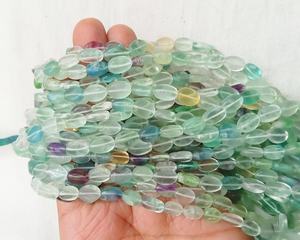 Cuentas de Fluorita Natural Pulida, Forma Ovalada, para la Fabricación de Joyería, Venta al Por Mayor - Product Image 5