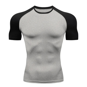 Chemises de compression pour hommes, à séchage rapide, vêtements de sport ajustés, rashguard, vêtements de sport athlétiques, chemise de compression à manches courtes pour la salle de sport - Product Image 2
