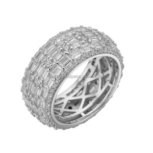 Newest 14K Silver Plated Vintage Lab Grown Moissanite with Diamond Side Stones for Certified Engagement Wedding <b>Rings</b> for Women - Product Image 2