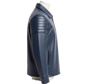 Chemise décontractée pour homme en cuir satiné avec fermeture éclair, manches longues, col rabattu, respirante, écologique, toutes saisons, chemises avec logo personnalisé - Product Image 4