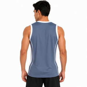 Men's Sleeveless Crew Neck Basketball Tank <b>Top</b> Moisture Wicking Athletic Fit Solid Color Polyester Sportwear - Product Image 2