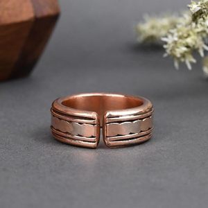 Fashionable Copper Magnetic Ring – Stylish <b>Braided</b>-Pattern Wrist Jewelry Adjustable Therapeutic <b>Accessory</b> for Joint Comfort - Product Image 2
