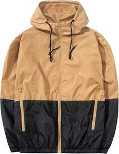Veste coupe-vent respirante et écologique à capuche zippée, design personnalisé, col montant, imperméable et coupe-vent - Product Image 1