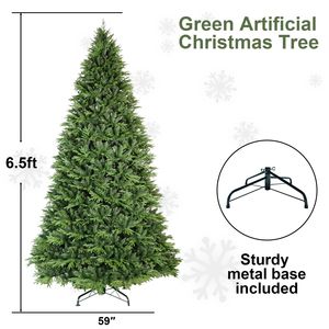 Albero di Natale Artificiale Premium da 6,5 Piedi, 2356 Punte in PE e PVC, Non Illuminato, Albero Natalizio Completo con Cerniere in Metallo e Base Pieghevole - Product Image 3