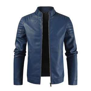 Vestes en cuir de vache 100% originales pour hommes, élégantes, bleues, à manches longues, dernier design, haute qualité, style populaire, état neuf - Product Image 1