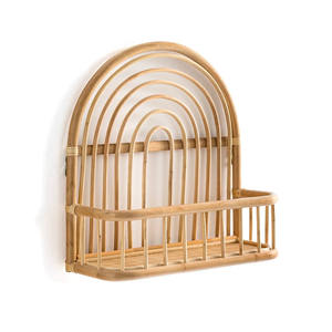 Boho Rainbow Rattan <b>wall</b>-<b>mounted</b> <b>shelf</b> Arched Bamboo Floating Rack Kids Nursery Book Magazine Basket Decorative Storage Holder - Product Image 5