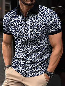 Camisetas Polo con estampado de leopardo para hombre, camisetas Polo de manga corta con estampado 3D para vacaciones de verano, ropa informal para hombre - Product Image 3