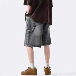 Shorts en jean décontractés pour hommes, coupe ample, délavés, avec poches, taille mi-haute, style été - Product Image 5