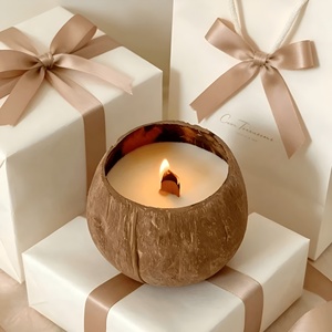 Bougie en cire de soja dans une coquille de noix de coco, super offre, bougies décoratives faites à la main, éclairage naturel pour la maison et le spa - Product Image 4
