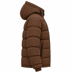 Blouson matelassé à capuche pour homme marron, en duvet respirant et imperméable, longueur standard - Product Image 2
