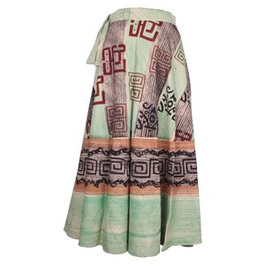 กระโปรงผ้าฝ้ายสำหรับสุภาพสตรี,พิมพ์ลายบล็อกมือ SW0411 - Product Image 2