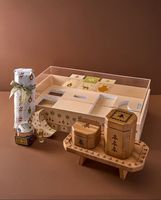 Ensemble de mubkhar arabe fait main en Inde, boîte en bois écologique, porte-encens religieux, brûleur de bakhoor, design tendance