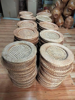 Assiette de présentation ronde en bambou brun clair, design européen, faite à la main, écologique, rustique, pour décoration de table de mariage