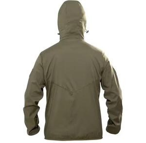 Blouson bomber unisexe vert olive à capuche, coupe-vent, fermeture éclair, décontracté, pour l'automne, en polyester, avec logo sur le devant - Product Image 2