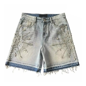 Men Summer Hot Selling Workout Style Shorts Denim Shorts <b>High</b> Quality and Low Rate Denim Short Quick Dry Denim rhinestone Short - Product Image 1