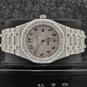 Montre de luxe en acier inoxydable, mouvement automatique, verre saphir, VVS1 Bussdown Moissanite Iced Out pour hommes avec boîte - Product Image 5