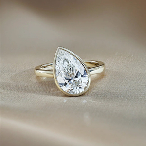 3 Carat Pear Shape Lab Grown Diamond Bezel Set Engagement <b>Ring</b> IGI Certified D E Color VS VVS <b>Solitaire</b> Custom Gold <b>Silver</b> Band - Product Image 1