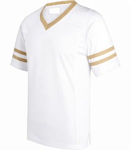 เสื้อเจอร์ซีย์อเมริกันฟุตบอลชายแบบคอวี แขนสั้น ผ้าตาข่าย สีแดงลายทอง ระบายเหงื่อได้ดี ทรงปกติ - Product Image 2