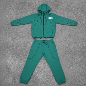 Survêtements de jogging vintage en nylon avec logo personnalisé, coupe-vent à fermeture éclair intégrale, ensemble deux pièces pour hommes - Product Image 3
