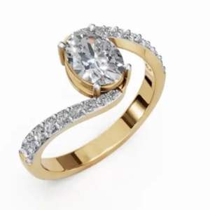 Bague en diamant ovale cultivé en laboratoire, poids total de 0,560 carat, avec 19 pierres étincelantes sur un élégant anneau en or pour femmes, bijoux fins - Product Image 1